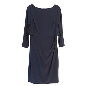 Ralph‎ Lauren Navy Blue Sheath Dress 3/4 Sleeve Knee Length Career Party